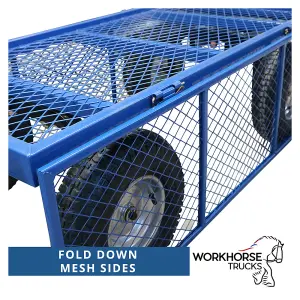 Workhorse Trucks General Purpose Heavy Duty Platform Truck With Mesh Sides & Base, Puncture-Proof Wheels, Loop Handle, 450kg