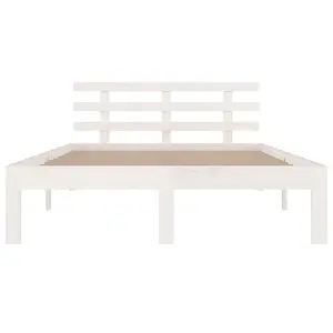 Berkfield Bed Frame White Solid Wood 135x190 cm Double