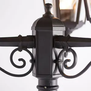 Outdoor Lantern Lamp Post Matt Black & Glass 2.3m Tall 3 Light Garden Bollard