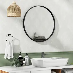 Costway 60 cm Bathroom Round Entryway Mirror Wall Mounted Mirror Home Decoration