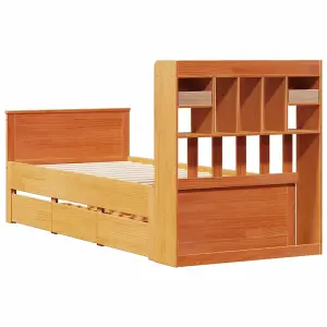 Berkfield Bookcase Bed without Mattress Wax Brown 75x190 cm Small Single Solid Wood Pine