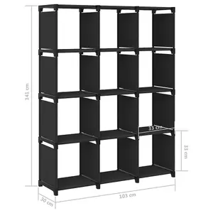 Berkfield 12-Cube Display Shelf Black 103x30x141 cm Fabric