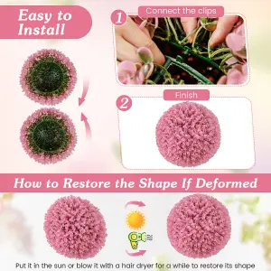 COSTWAY 2 PCS Artificial Plant Topiary Balls 44CM Faux Pink Eucalyptus Decorative Balls