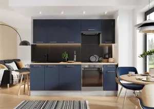 Kitchen Cabinet Set 9 Unit 300cm Navy Dark Blue Base Wall Oven Tall Housing Nora