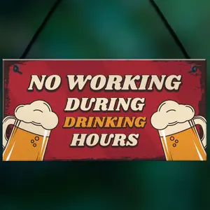 Red Ocean Funny Bar Signs DRINKING HOURS Man Cave Bar Pub Sign Gift For Him Home Bar Sign