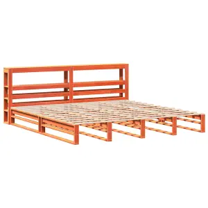 Berkfield Bed Frame without Mattress Wax Brown 180x200 cm Super King Solid Wood Pine