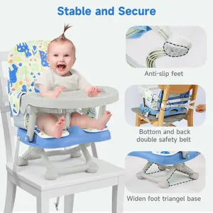 Adjustable High Chair for Babies and Toddlers, Booster Seat for Table - Blue