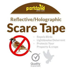 350ft Bird Repellent Scare Tape - Made From Stronger and Long Lasting Material - Uses Reflected Light And Sound To Repell Birds