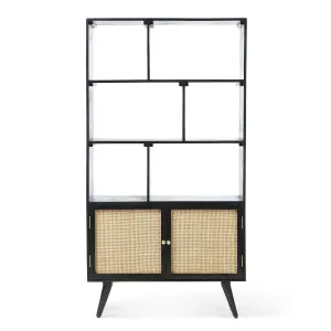 Manhattan Large Mango Wood Bookcase in Black (H160cm x W85cm x D40cm)