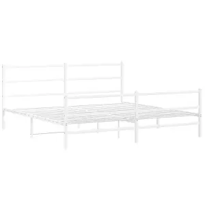 Berkfield Metal Bed Frame without Mattress with Footboard White 180x200cm