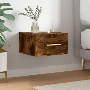 Berkfield Wall-mounted Bedside Cabinet Smoked Oak 35x35x20 cm