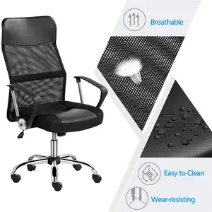 Yaheetech Adjustable Mesh High-back Office Chair with Lumbar Support and Armrests - Black