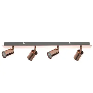 4 Light Spotlight Metal Bar Copper TIGRIS