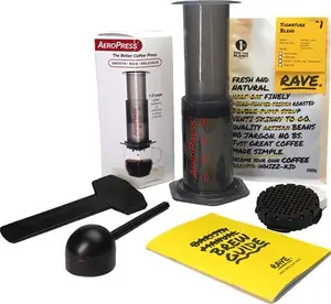 Rave Coffee Aeropress Gift Set With Aeropress Coffee Maker, Delicious 250G Rave Signature Blend Ground Coffee & Brewing Guide