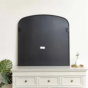 Melody Maison Large Black Framed Arched Wall Mirror 92cm x 91cm