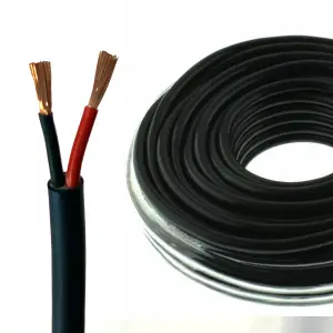 12v 24v Automotive 2 Core Round Twin Thin Wall Wiring Red Black Wire Cable 2.0mm 25 AMP (20 Metres Coil)