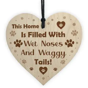 Red Ocean Handmade Dog Wooden Hanging Heart Plaque Funny Gift Perfect for Dog Lovers Pet Keepsake