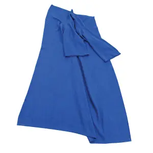 Blue Polyester Fleece Blanket with Oversized Sleeves - Machine Washable