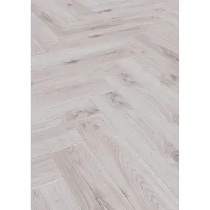 Herri Bordeaux Oak D3516 White Herringbone Effect 8mm Thick Laminate Flooring For Home ( All Rooms) 1.238 m²Per Pack