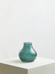 Interiors by Premier Large Green Glass Vase With Vibrant Green Hue, Stylish Pottery Vase With Studded Surface, Textured Glass Vase