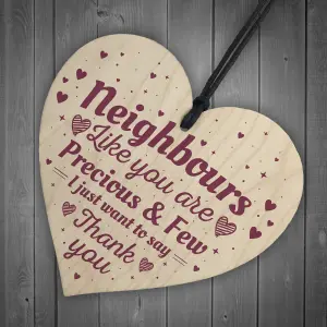 Red Ocean Neighbour Friendship Gift Handmade Wooden Hanging Heart Plaque Sign Thank You Gifts Keepsake