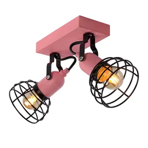 Lucide Pola Modern Twin Ceiling Spotlight Children - 2xE27 - Pink