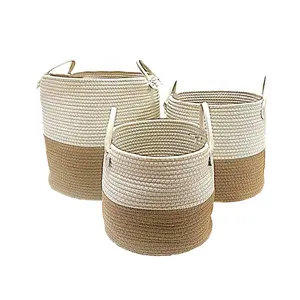 Canvas Laundry Basket with Handles Beige/Light Brown / Large (H 42 cm x W 38 cm x D 38 cm)