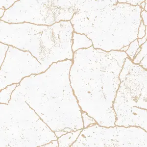 Kintsugi White/gold Smooth Wallpaper Sample