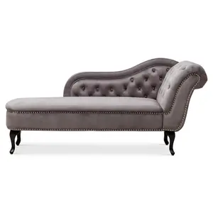 Left Hand Chaise Lounge in Velvet Dark Grey