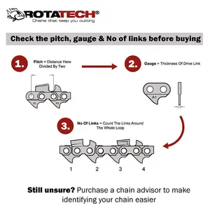 14" 35cm Rotatech Chainsaw Chains. 3/8" LP Pitch, 0.50" Gauge, 50 DL Drive Links