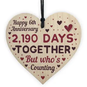 Red Ocean Handmade Wooden Heart Plaque Gift To Celebrate 6th Wedding Anniversary Husband Wife Keepsake