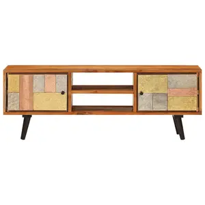 Berkfield TV Cabinet with Doors 112x30x40 cm Solid Wood Acacia and Metal