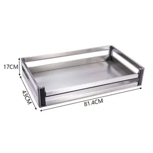 Heavy Duty Pull Out Cabinet Organizer,Pantry Shelves Drawers,Stainless Steel Cupboard Drawer Cabinet ,Silver,L 81.4 cm