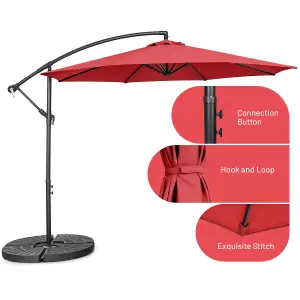 Costway 3 x 3m Patio Offset Umbrella Backyard Garden Cantilever Parasol w/ 8 Ribs