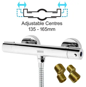 Bristan Zing Thermostatic Bar Mixer Shower Cool Touch 135 - 165mm Pipe Centres