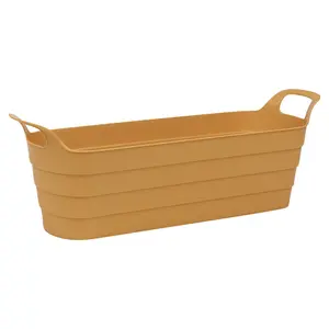 URBNLIVING 44cm Width 2 Pcs Herb Pots with Handles Plastic Flexi Planter Yellow Flower Box Recycled Troughs