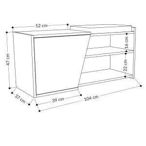 Decortie Modern Fiona Shoe Bench with Storage Space up to 6 Pair Shoes 104.6(W)cm Anthracite Grey, White