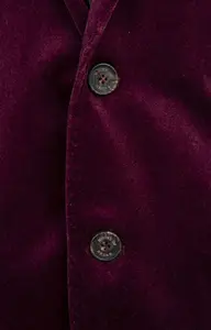 House Of Bruar Men's Single Breasted Velvet Jacket - Burgundy Red