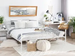 Metal EU King Size Bed White RODEZ