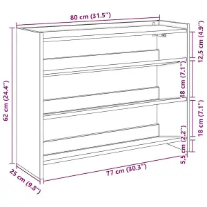 Berkfield Shoe Rack Smoked Oak 80x25x61.5 cm Engineered Wood