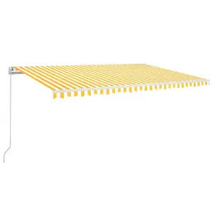 Berkfield Manual Retractable Awning with LED 500x300 cm Yellow and White