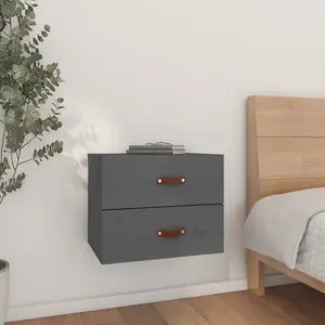 Berkfield Wall-mounted Bedside Cabinet Grey 50x36x40 cm