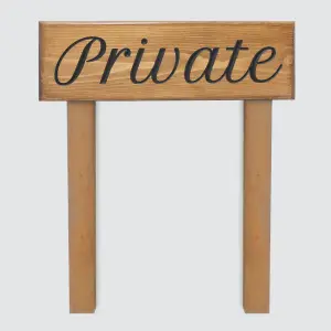 Peak Heritage Engraved Wooden Sign 30cm with Posts - Private