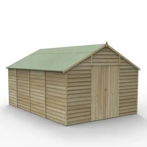 Forest Garden Overlap 10x15 ft Apex Wooden 2 door Shed with floor - Assembly service included