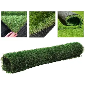 2 Rolls Of Realistic Natural Looking Artificial Grass Astro Turf Medium Length Pile For Roofs Gardens Patios & Lawns