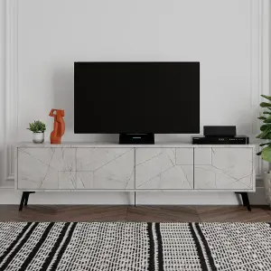 Decortie Dune Modern TV Unit Multimedia Centre with Storage Stylish TV Cabinet 65" TVs Gold Marble Effect 180cm