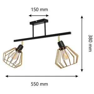 Luminosa Agat Semi Flush Light Black, Gold 55cm