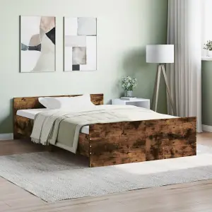 Berkfield Bed Frame with Headboard and Footboard Smoked Oak 120x200 cm