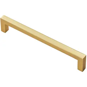 4x Square Block Pull Handle 170 x 10mm 160mm Fixing Centres Satin Brass