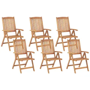 Set of 6 Garden Chairs JAVA Acacia Wood Light Wood